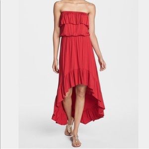 Long Red Strapless Dress